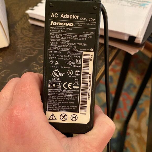 Lenovo AC Power Adapter Charger Power Output 65W 20V - Picture 2 of 2